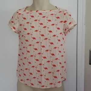 Kate Spade Silk Flamingo Print Women's Top